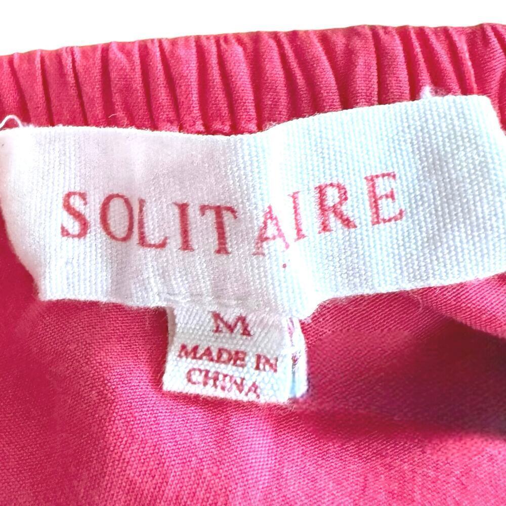 Solitaire Off-The-Shoulder Embroidered Peasant Top Coral White Women’s Medium - Picture 8 of 10
